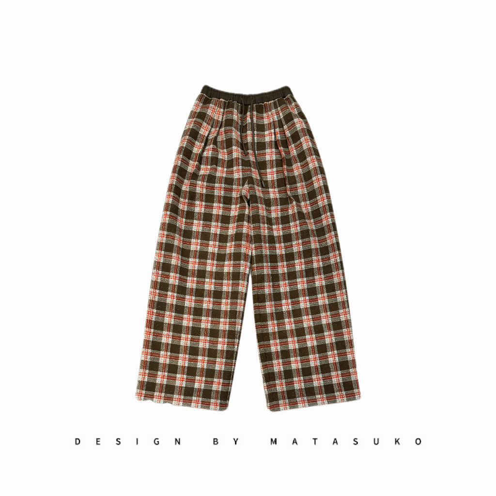 MATASUKO 格子裤 秋冬羊毛系列 新年款长裤抽绳休闲裤