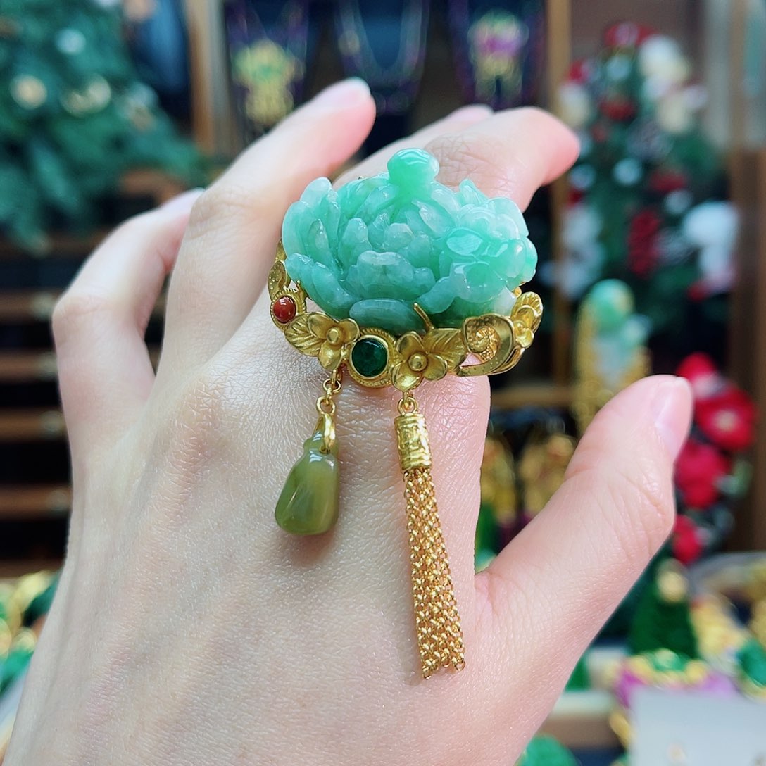 银S925镶嵌戒指翡翠48小时鉴赏期1