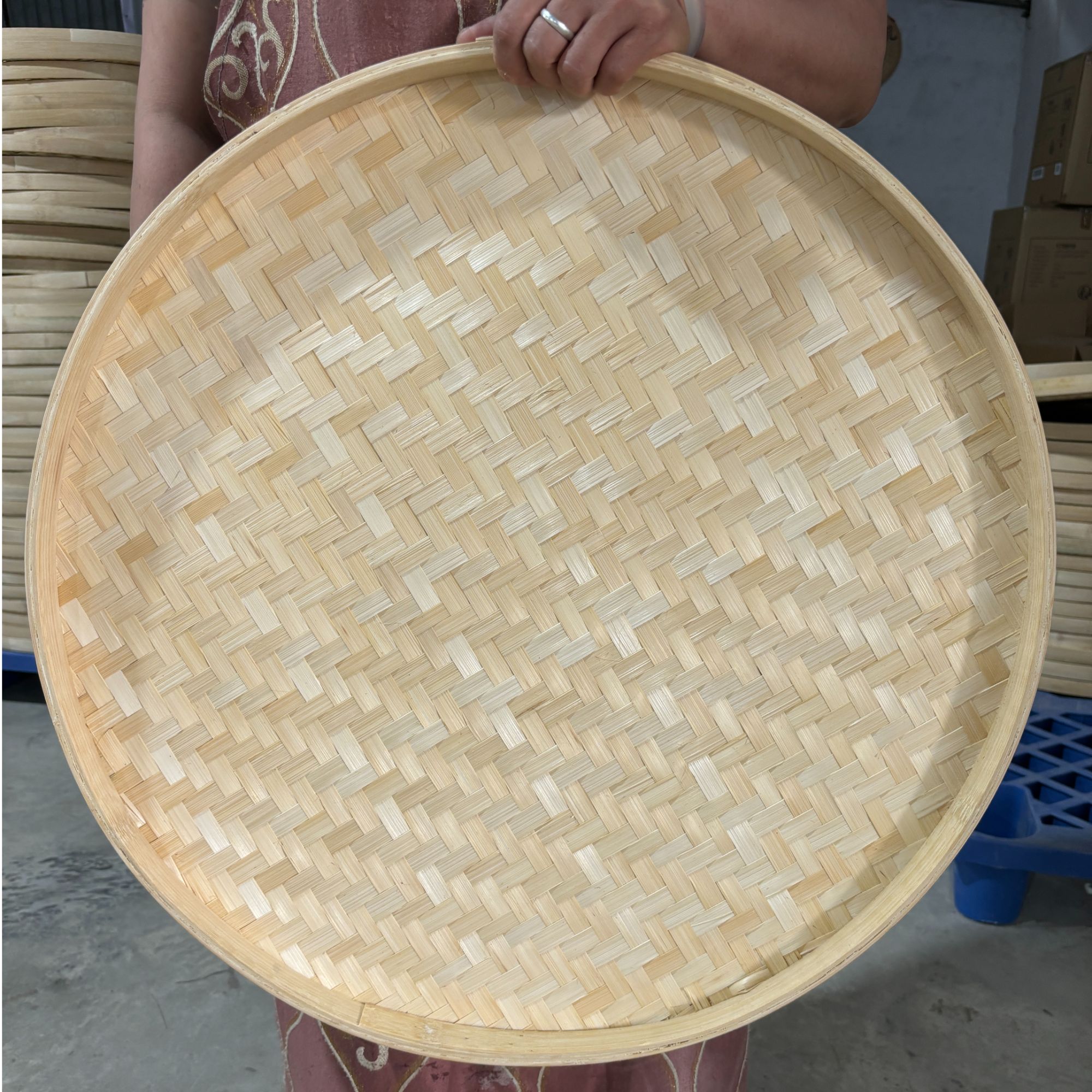 竹黄无孔70公分家用竹编晾晒簸箕可绘画挂饰