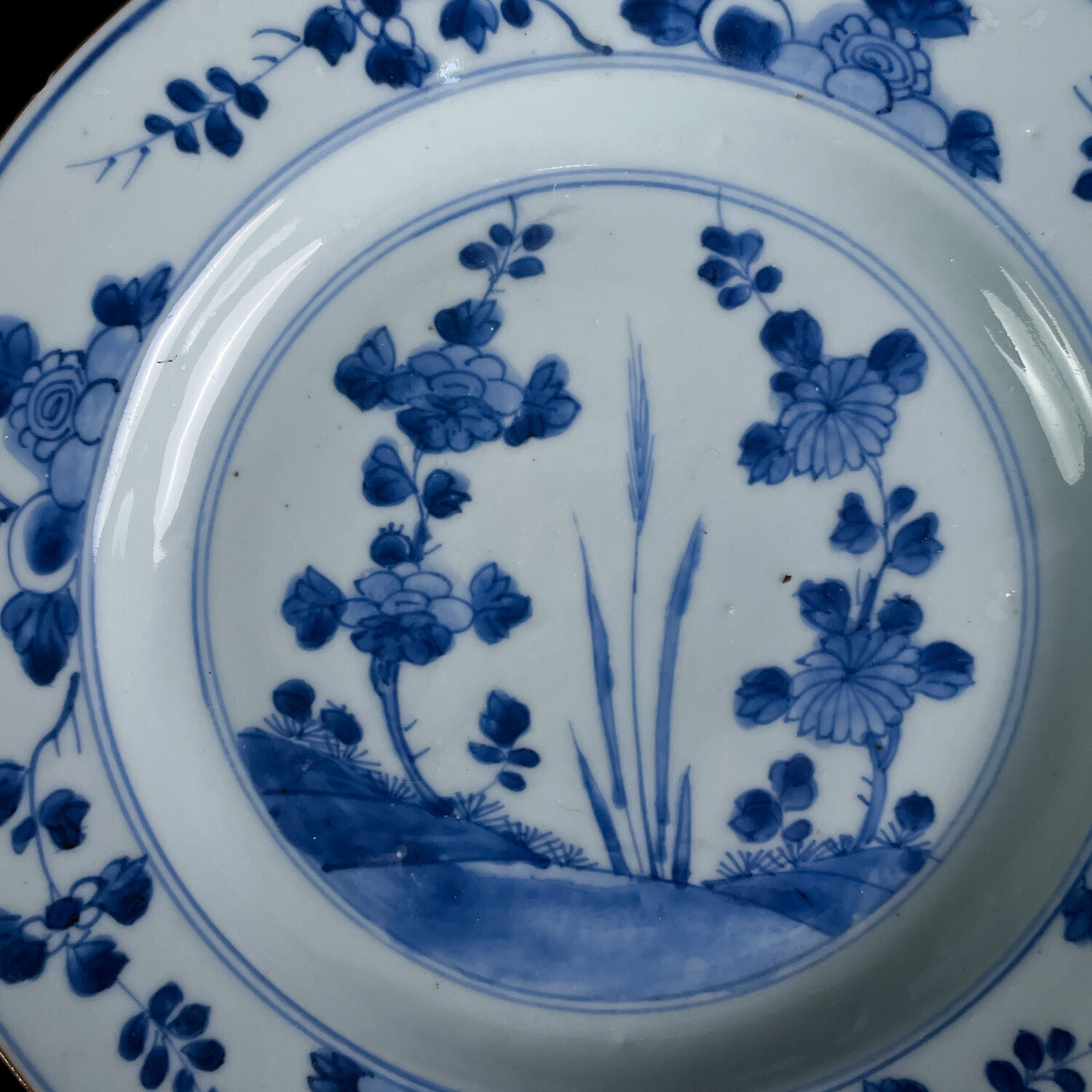 清乾隆 花卉青花盘-M25L8008E19