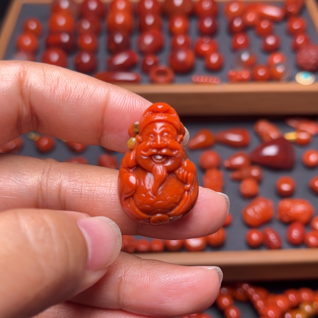 南红玛瑙配饰未镶嵌财神挂件