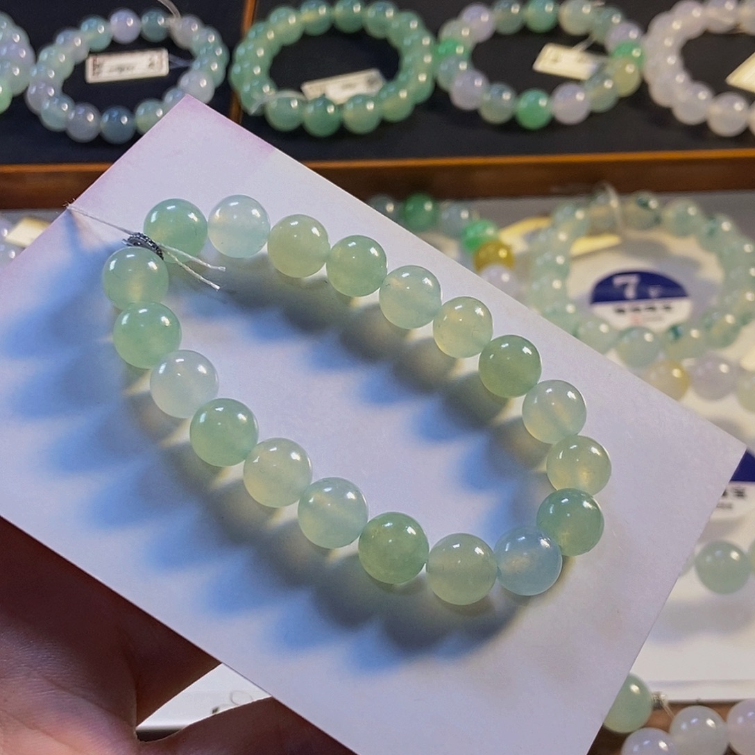 定制翡翠未镶嵌翡翠手串卡9.8