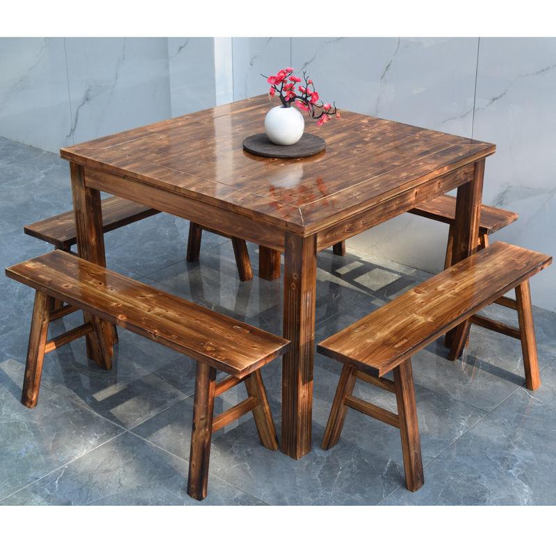 新疆西藏包邮碳化实木方桌八仙桌饭店大排档小吃面馆民宿农家乐餐