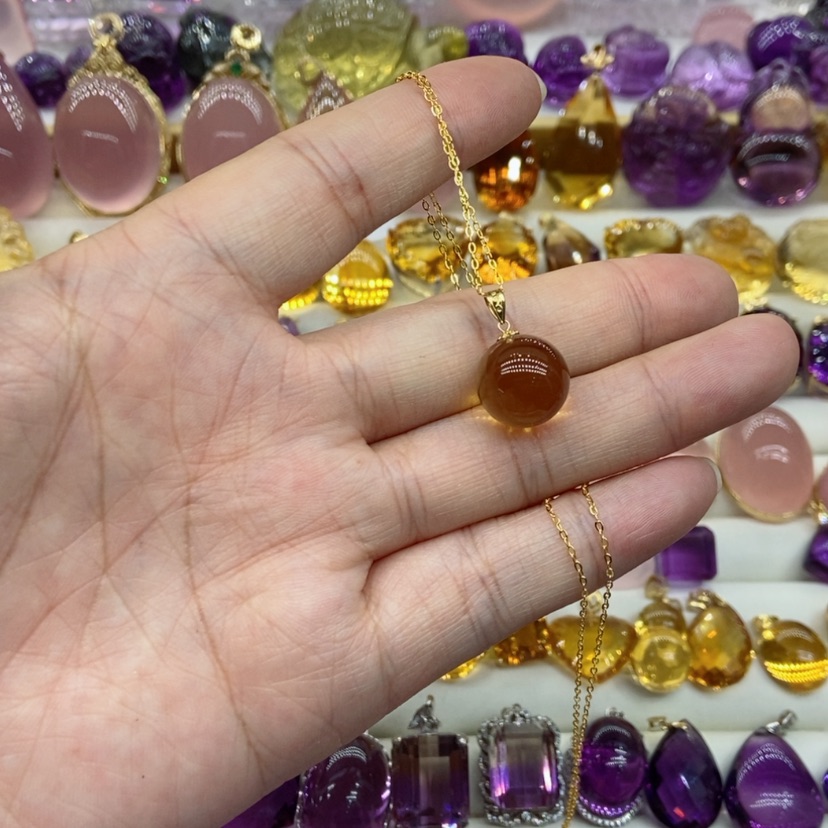 【闪购商品】水晶水晶吊坠18K金镶嵌