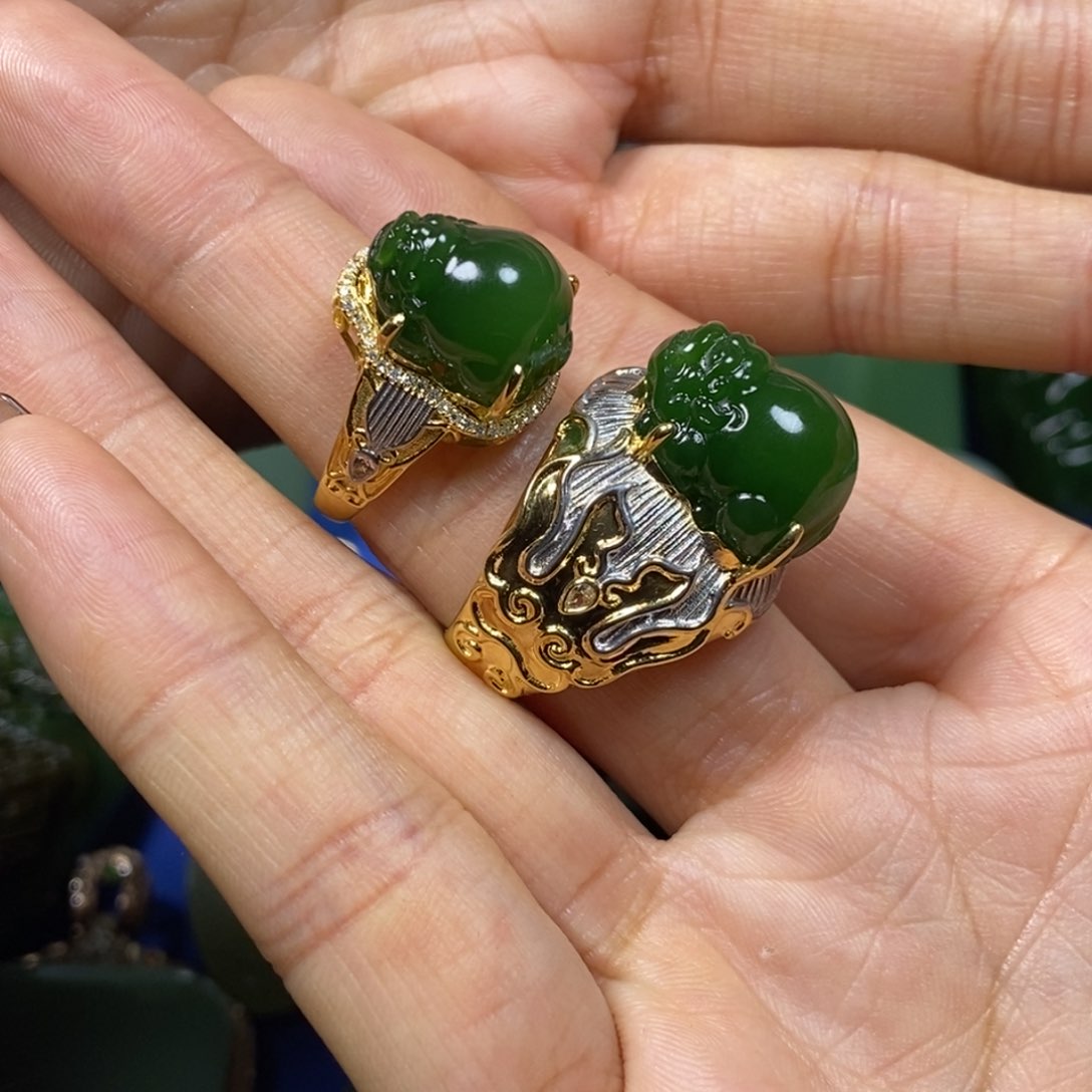 和田玉戒指18K金镶嵌?****?