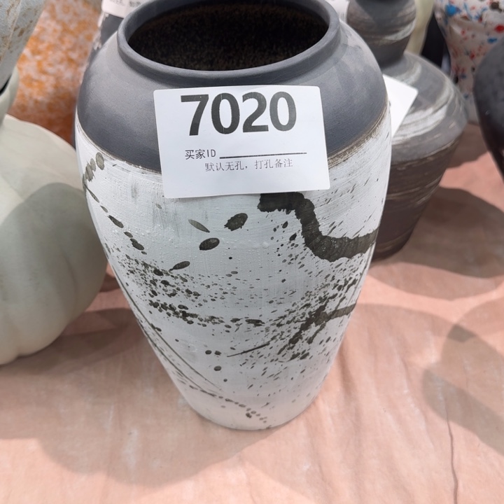 鼠***威瓷片景德镇高温花器编码7020高31口9默认无孔