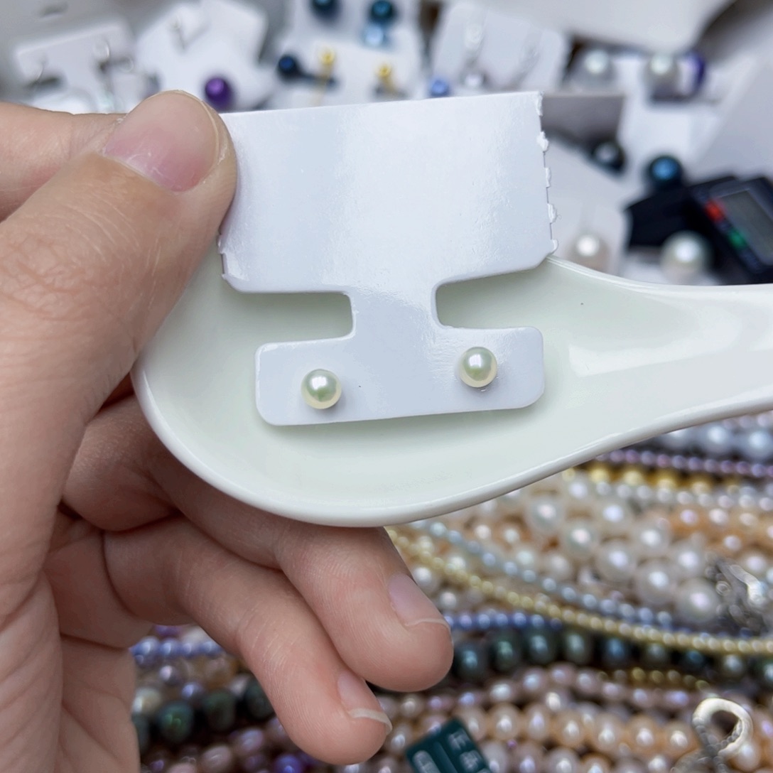 淡水珍珠耳饰银S925镶嵌