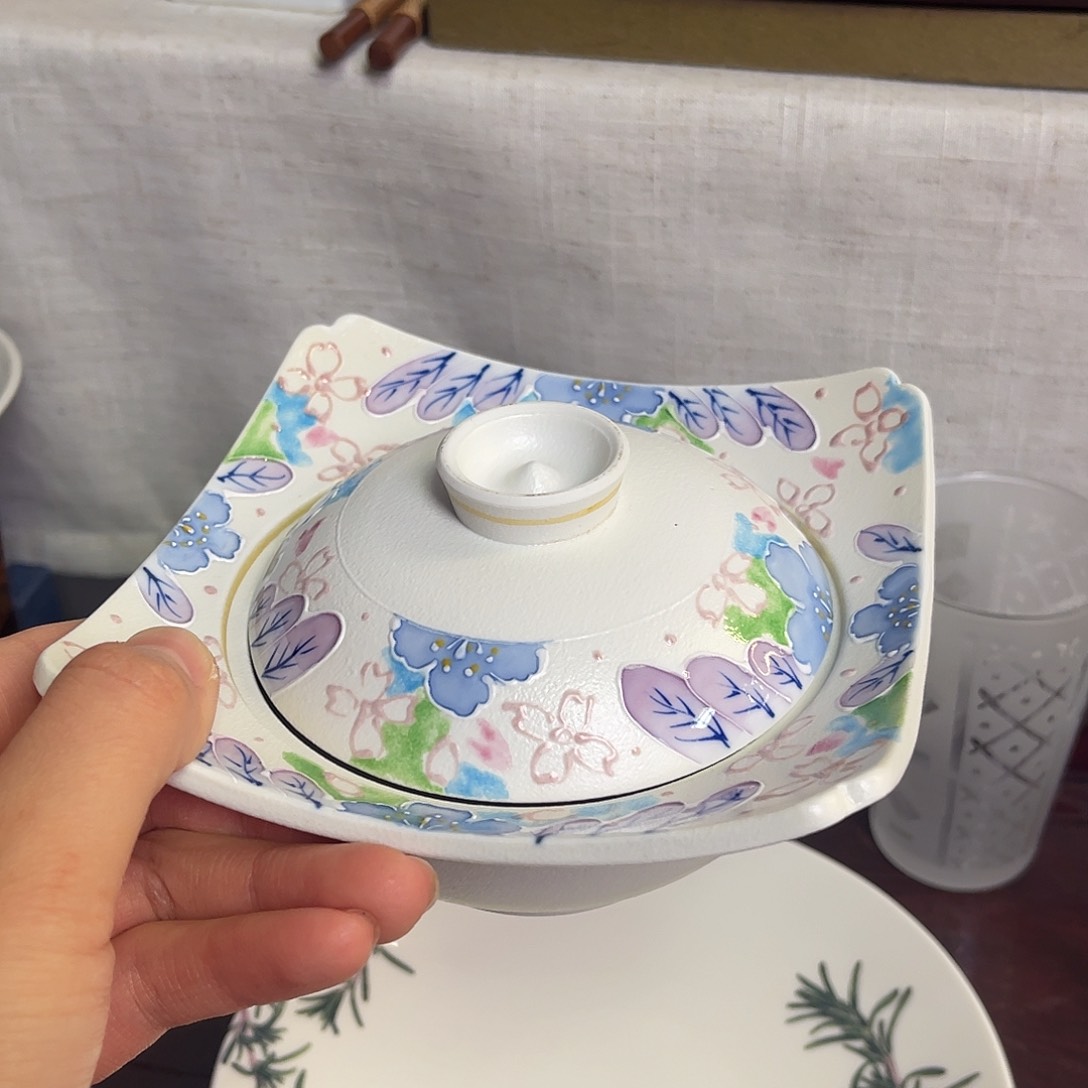 瓷片立体花卉盖碗23