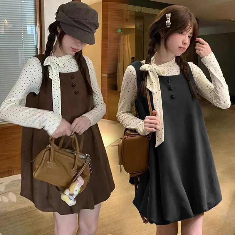 时尚套装韩版时尚两件套连衣裙长袖上衣显瘦洋气宽松百搭