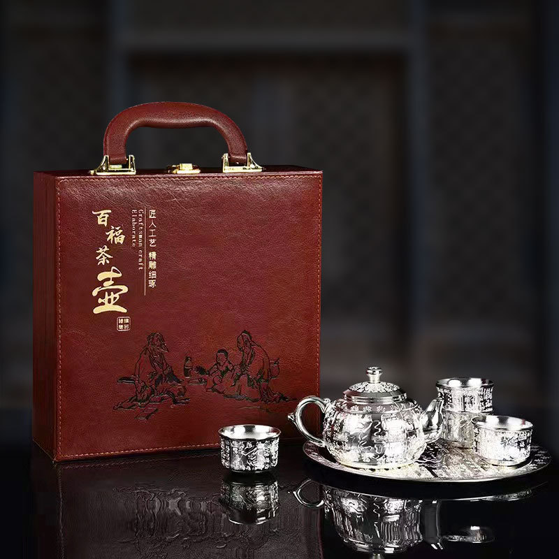 [百福茶具六件套]高档水杯敬茶杯礼盒装精美中式敬茶杯