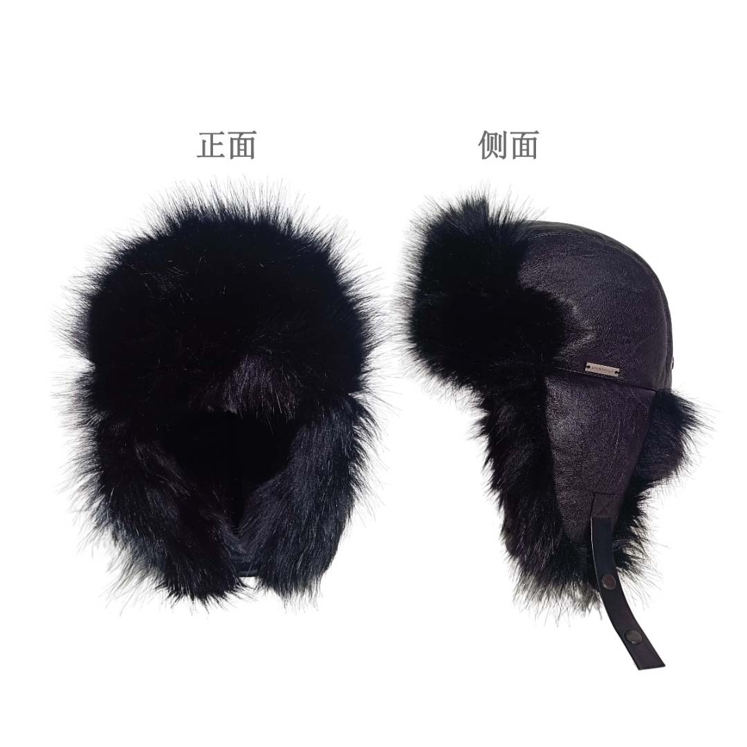 【黑色皮毛绒帽子】JINNY Z /冬季户外加厚保暖护耳帽子60-3