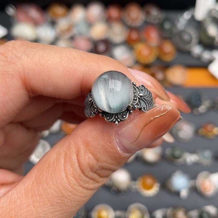 水晶戒指银S925镶嵌小****式