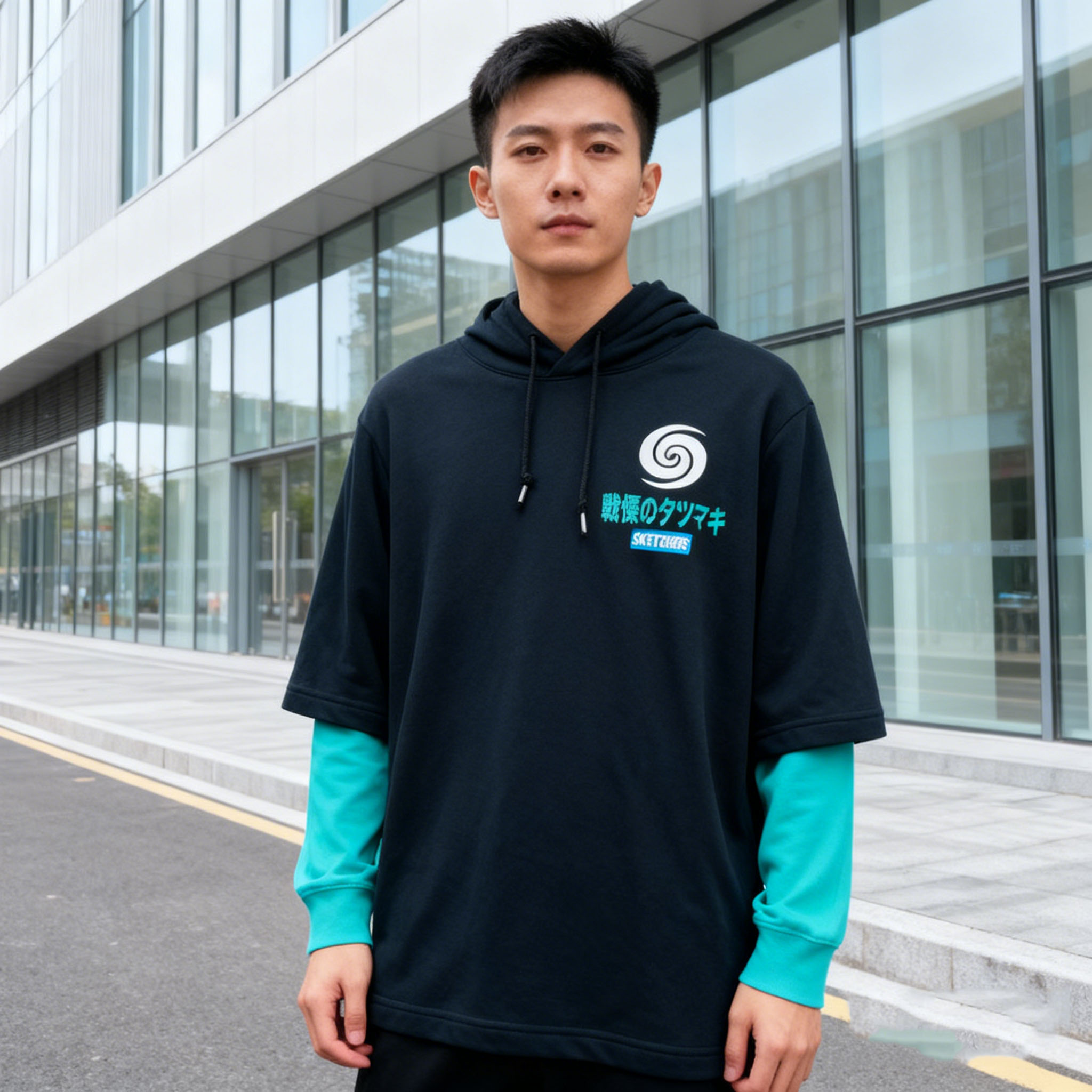 Skechers斯凯奇中性一拳超人联名系列常规套头连帽卫衣L121U101-