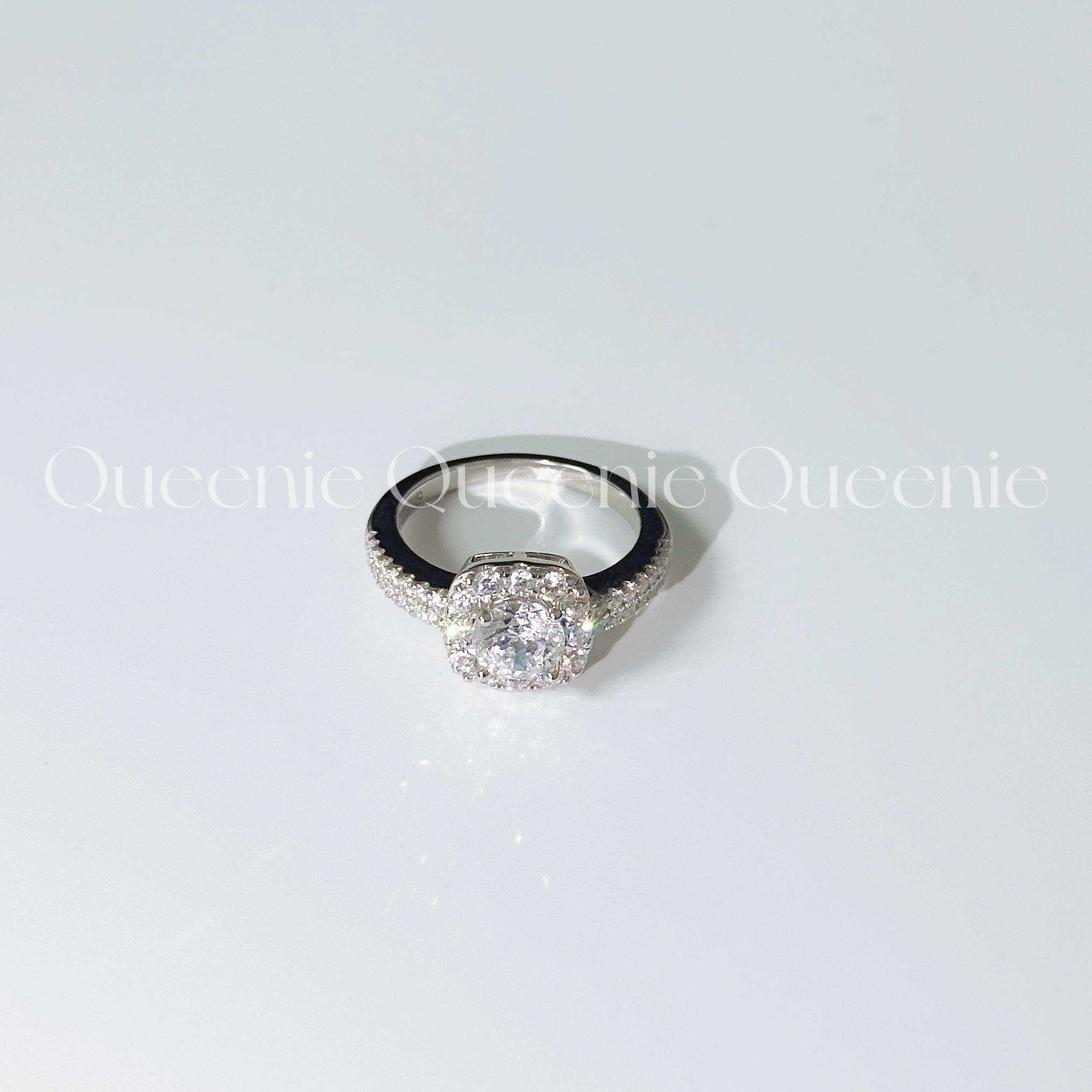 925银戒指 【爆闪方糖】仿真钻系列 克重3.88g 镀白金不易氧化发黄