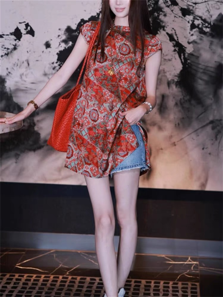 新中式国风女装2025年夏季新款改良旗袍上衣复古盘扣裙子洋气减龄