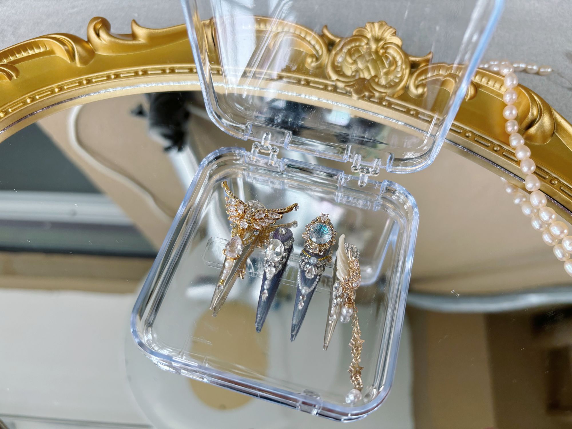 塞西莉亚嬛嬛护甲贵妃甲高级现代穿戴甲纯手工原创