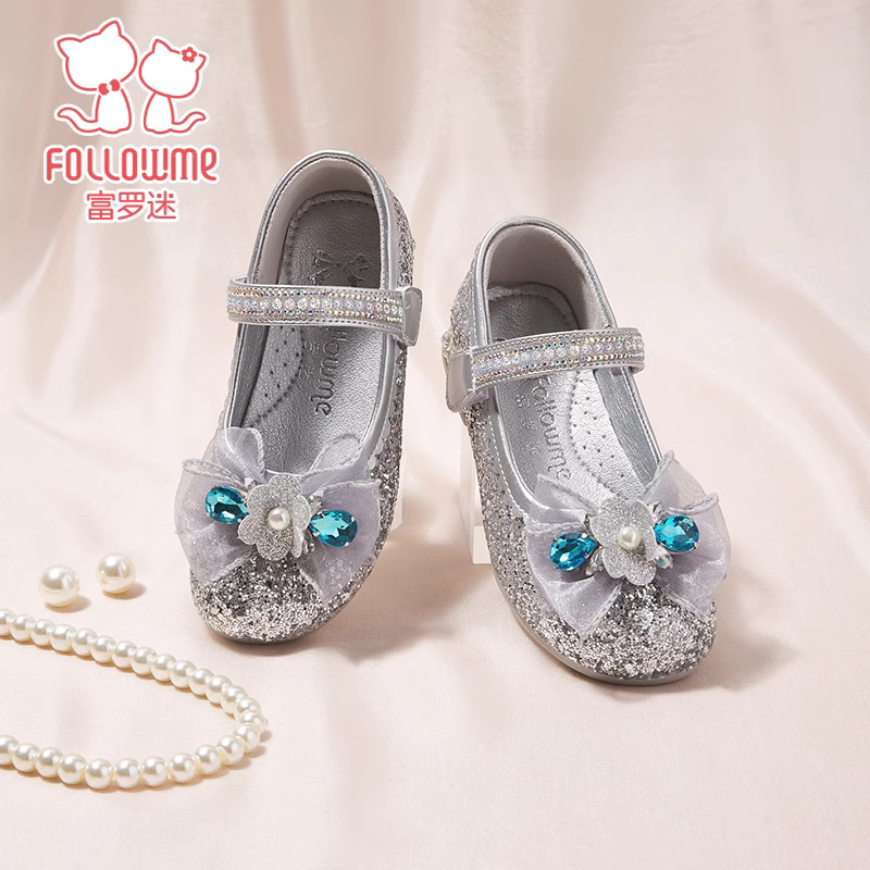 公主鞋女童皮鞋小女孩软底演出单鞋儿童水晶鞋3C8179