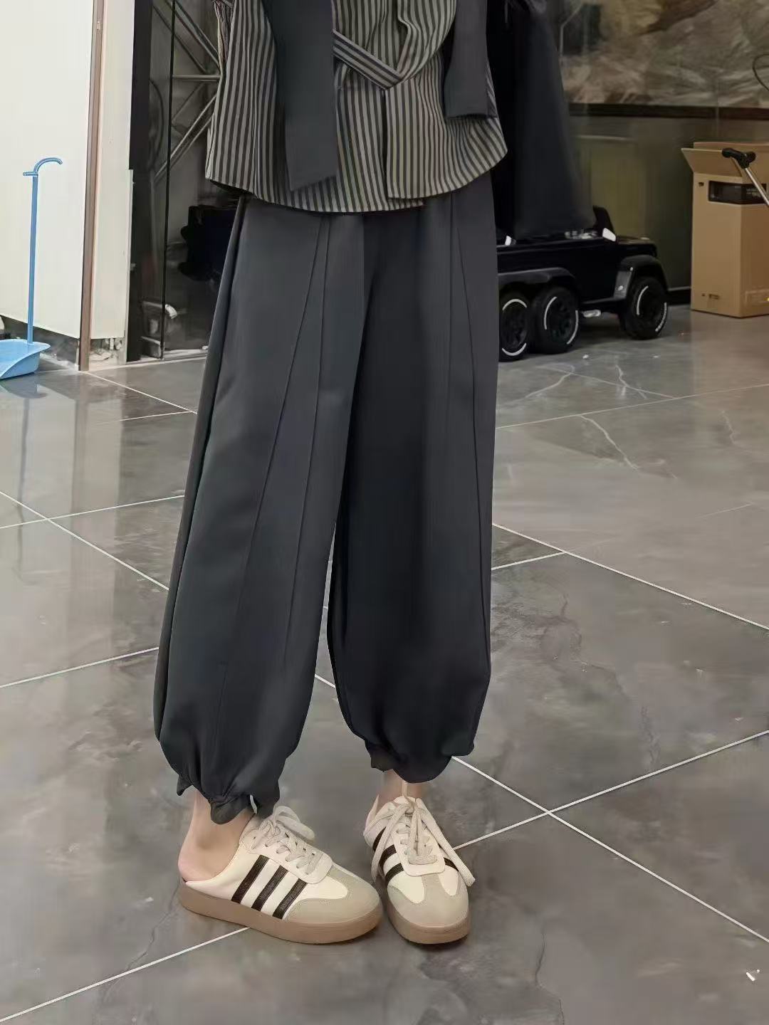 PDM-5839木耳灯笼裤直筒休闲潮流阔腿裤气球裤休闲裤百搭