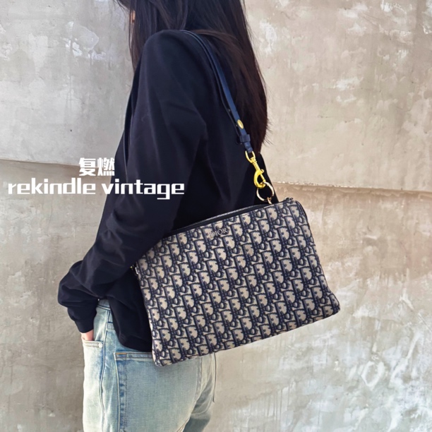 95新 DIOR/迪奥 复燃精选/Oblique老花手拿包 20年（改造）