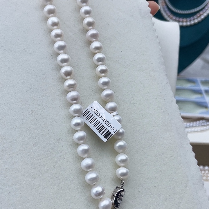淡水珍珠颈饰银S925镶嵌卡8➕高品极光白雪公主