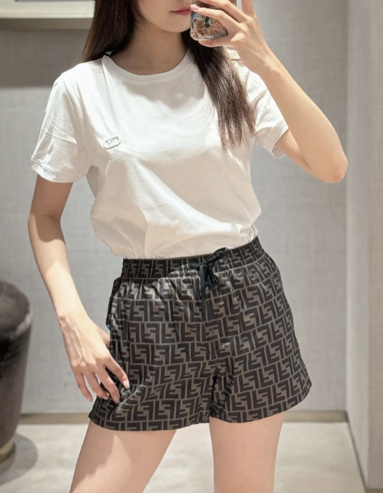 95新 FENDI/芬迪  bb2063 锦纶 双F满印短裤 46码
