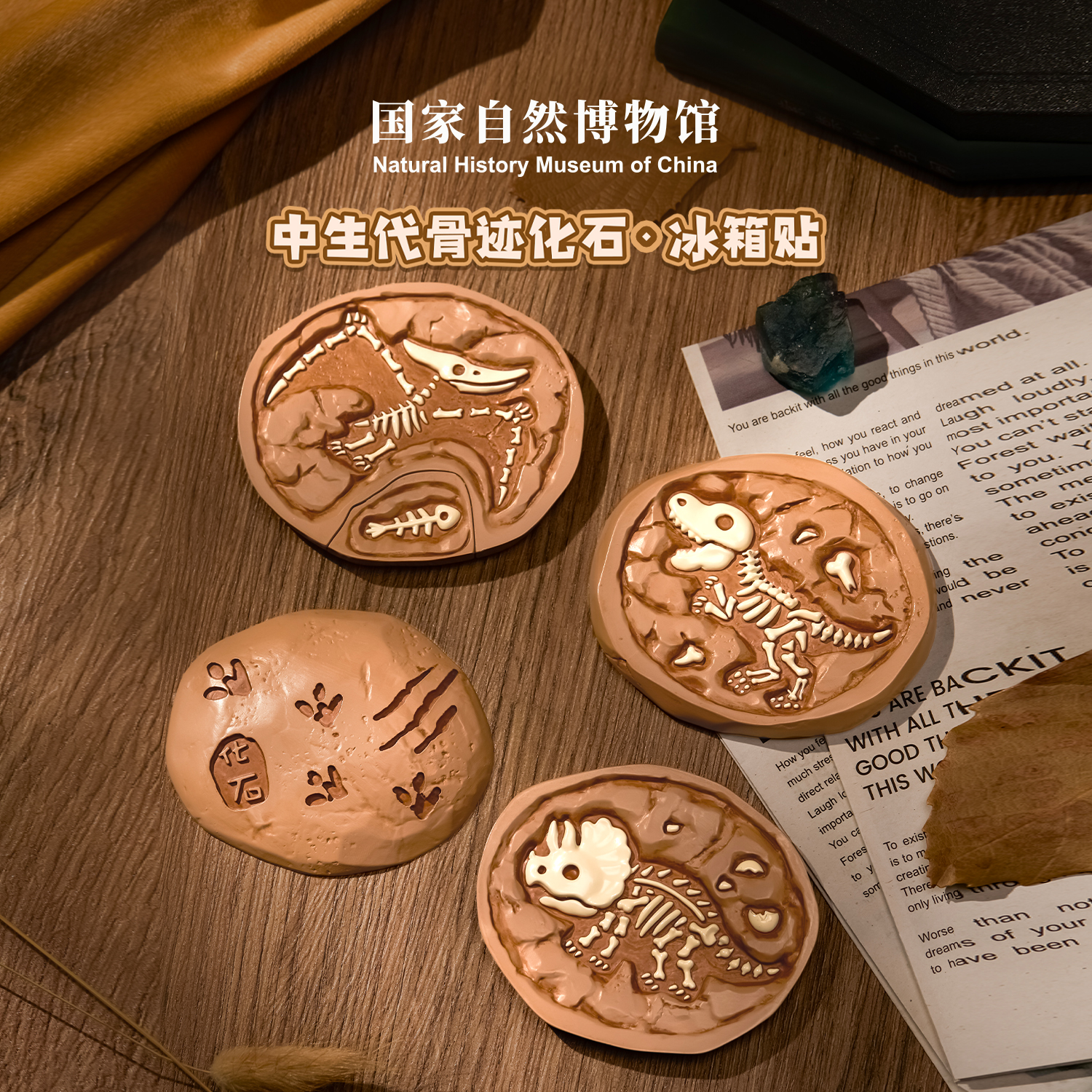 【直播间专属】国家自然博物馆中生代骨迹多层冰箱贴恐龙生日礼物