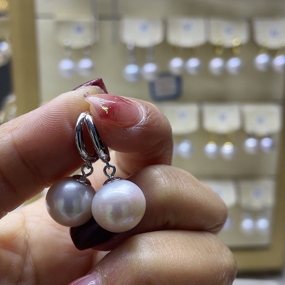 淡水珍珠耳饰银S925镶嵌