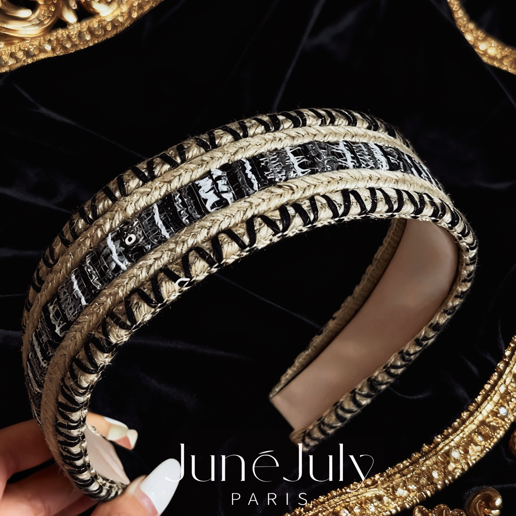 JuneJuly 爆宫廷风编织发箍1214手工编织宽边发箍