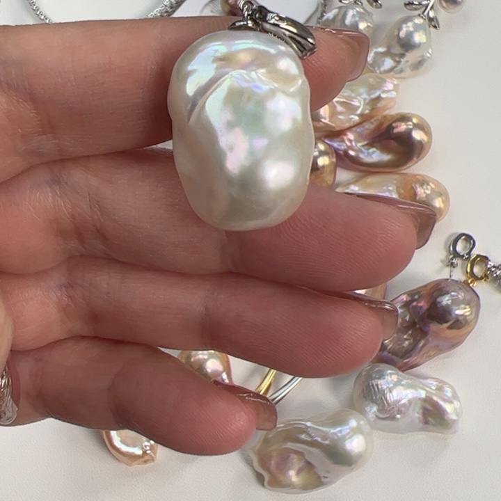 吊坠(不含链)银S925镶嵌淡水珍珠