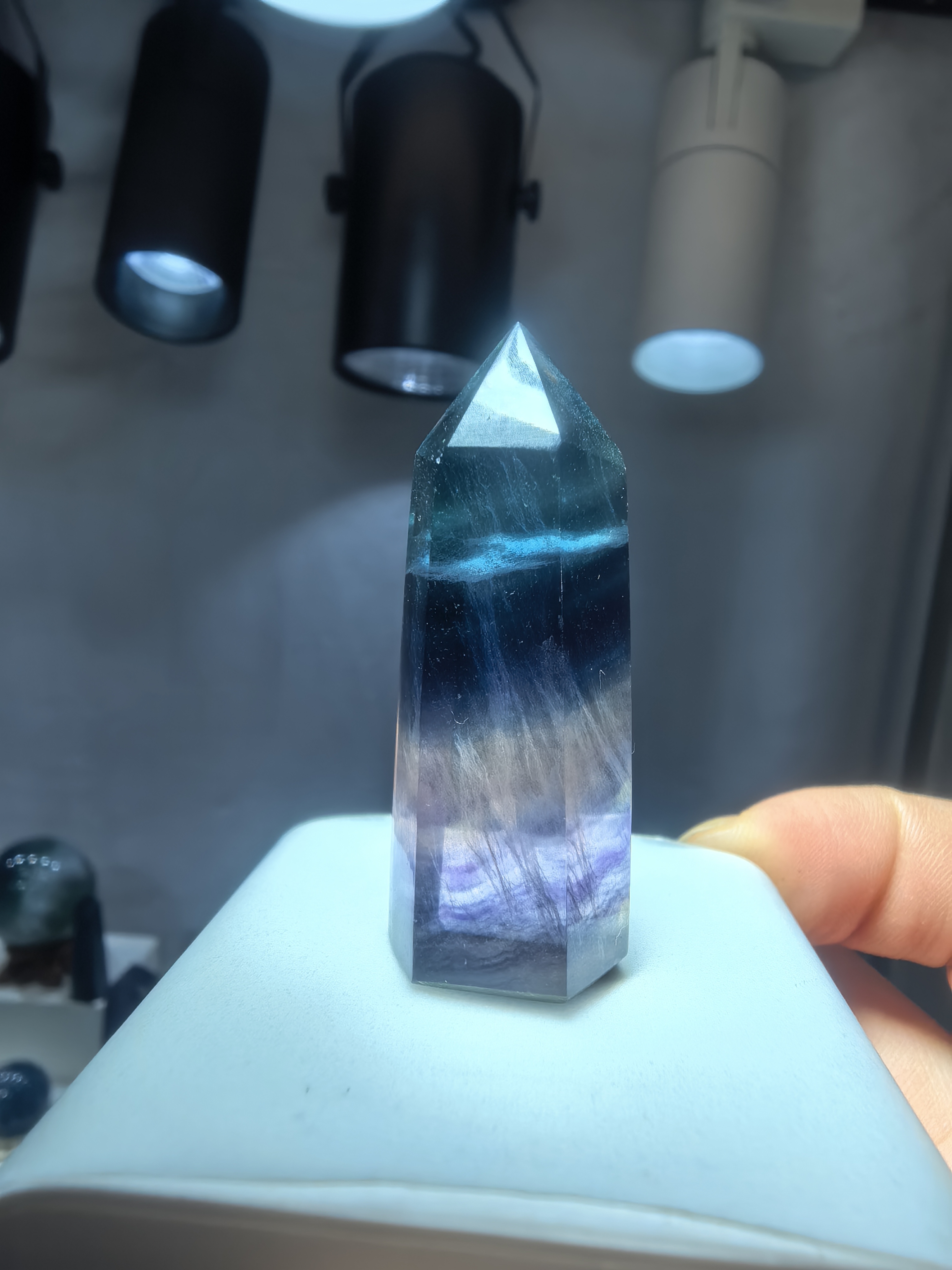 手工简约创意萤石柱子4cm左右直播专用链接蓝色渐变紫色装饰三角