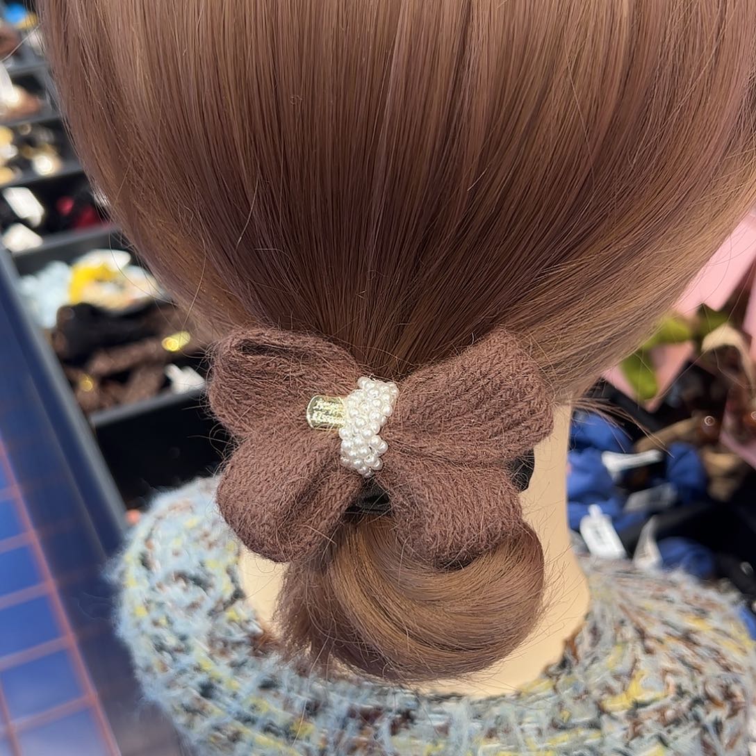 布艺非金属编号37咖色蝴蝶结小发圈