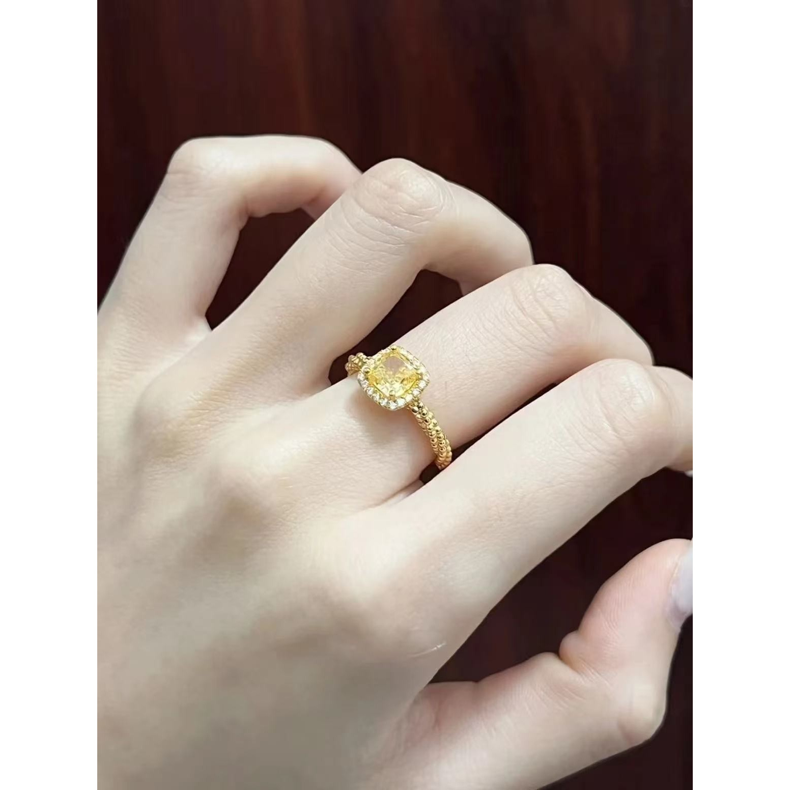 【K总】精美黄金方糖戒指 -24