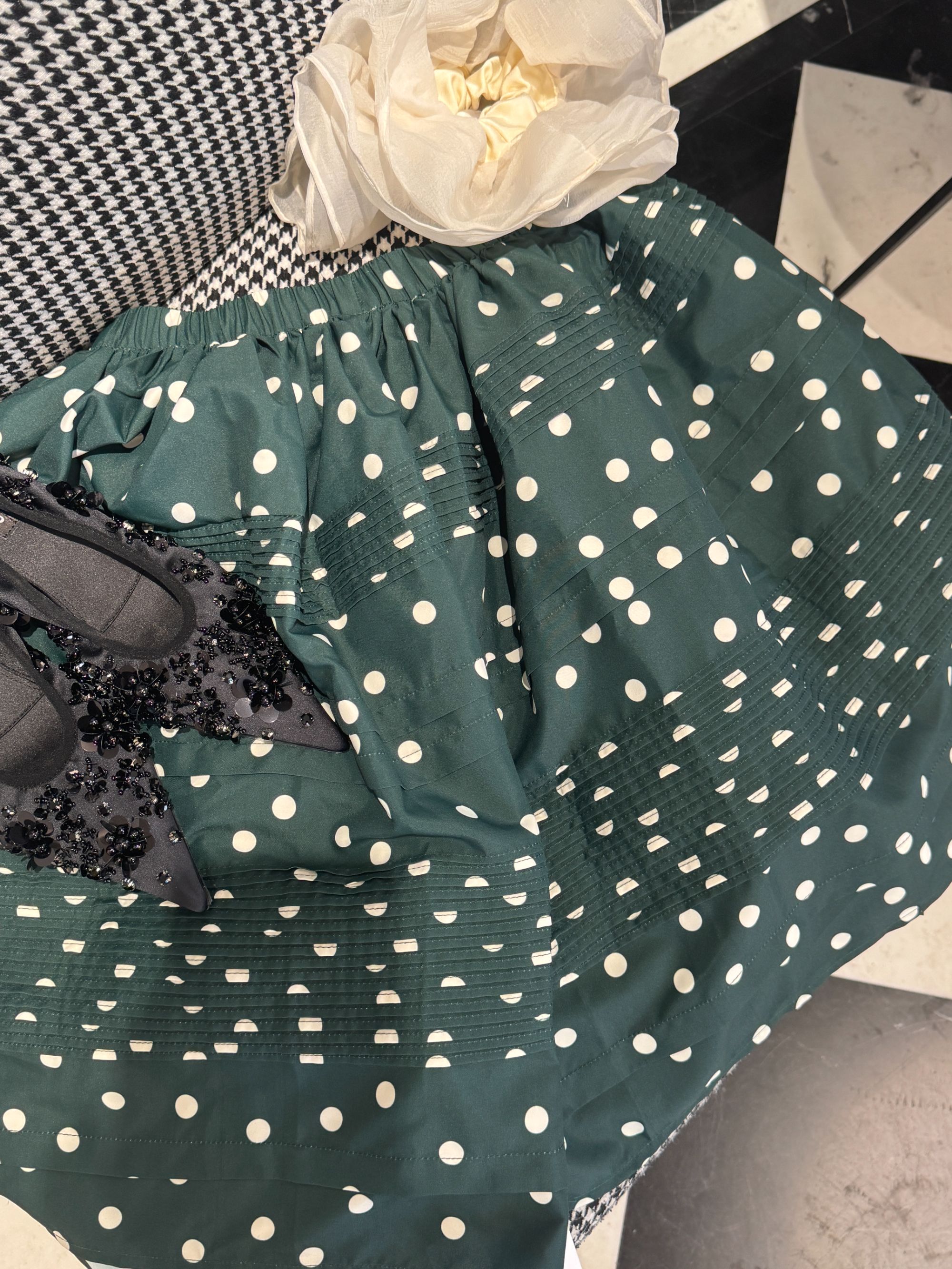 【NANA】小众设计感波点印花褶皱半身裙