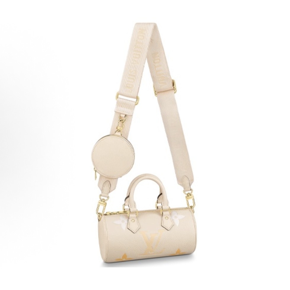 95新 LouisVuitton/路易威登 lv奶油白圆筒包巴比龙16357841