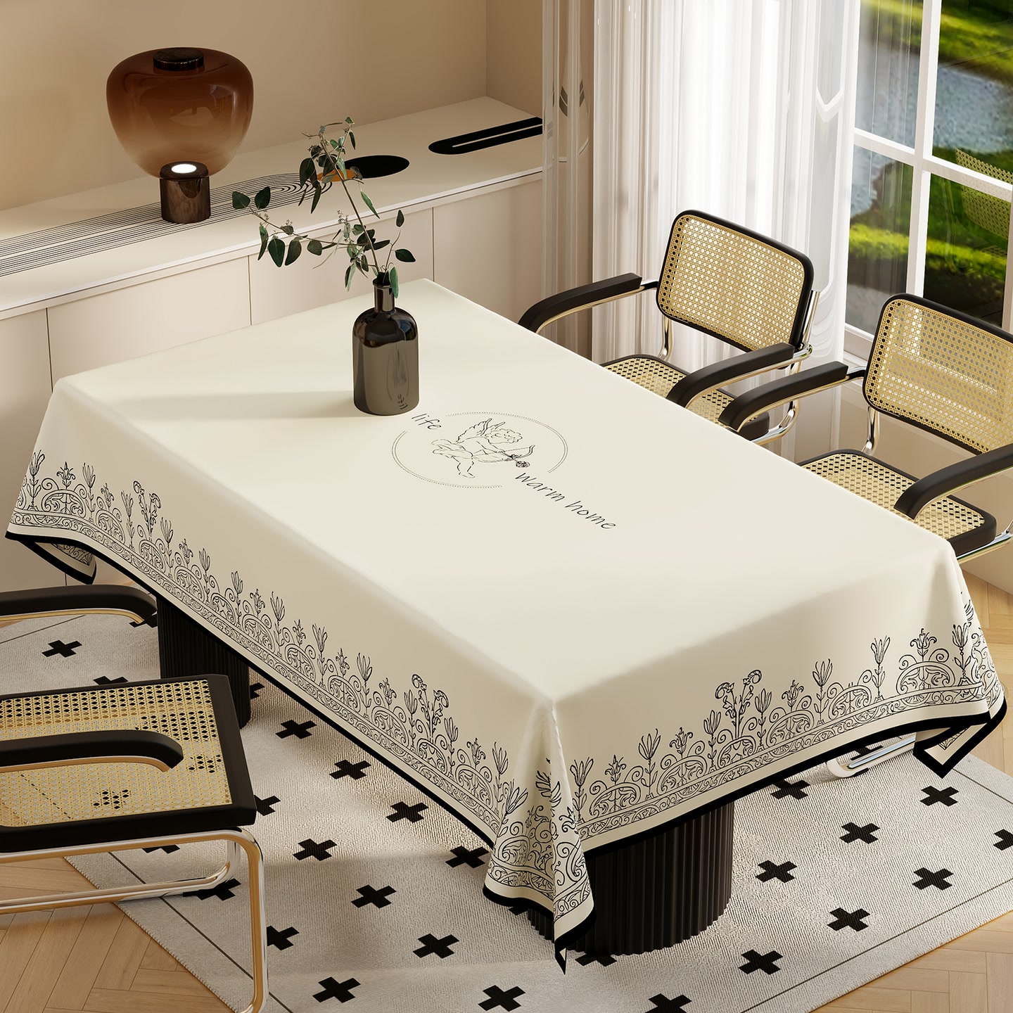 本知丘比特花园新款桌布防水防油免洗防烫长方形轻奢高级感桌垫