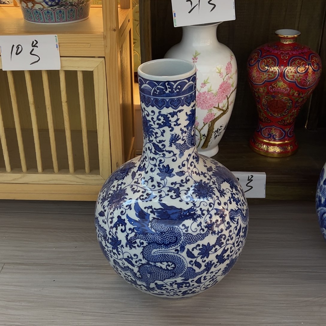 摆件陶47cm龙纹天球瓶