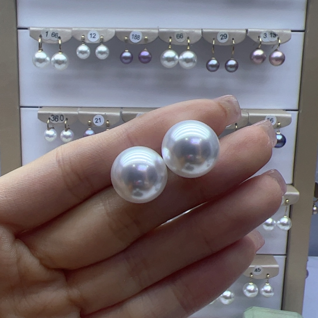 淡水珍珠耳饰18K金镶嵌