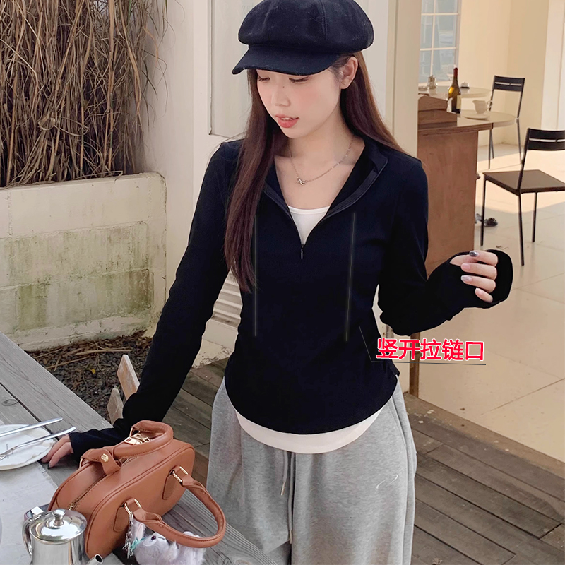 超显瘦哺乳期妈妈上衣春季长袖假两件产后打底喂奶衣服t恤辣妈款