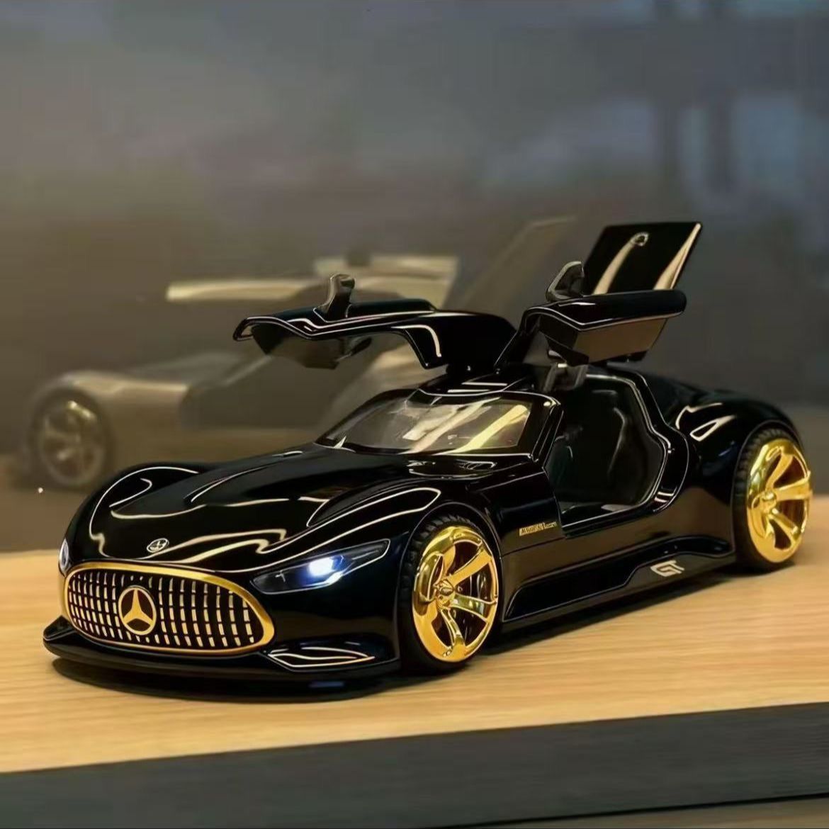 现货1:32比例合金车模奔驰AMG GT跑车汽车模型典藏版带底座精装