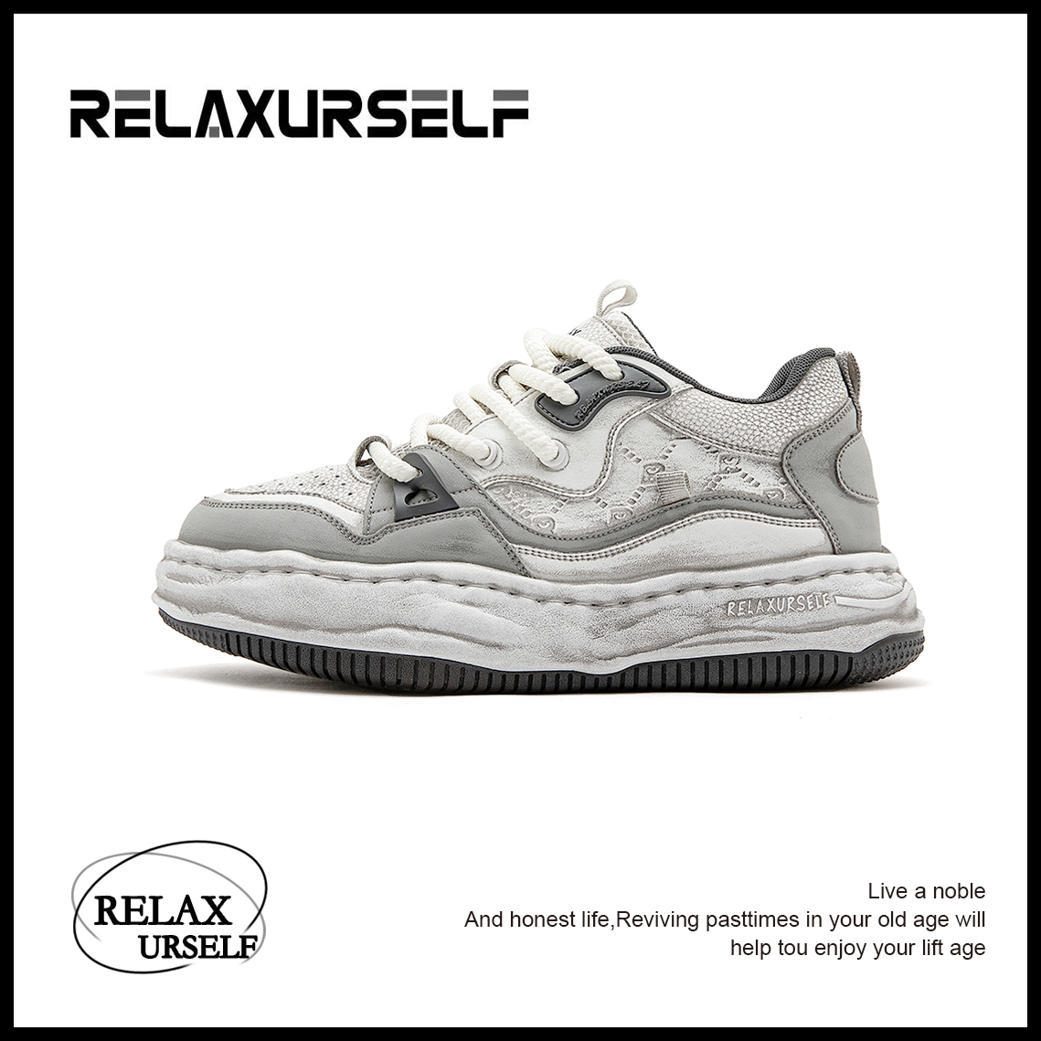 RELAXURSELF四季擦色潮鞋时尚百搭低帮溶解鞋男增高运动休闲板鞋