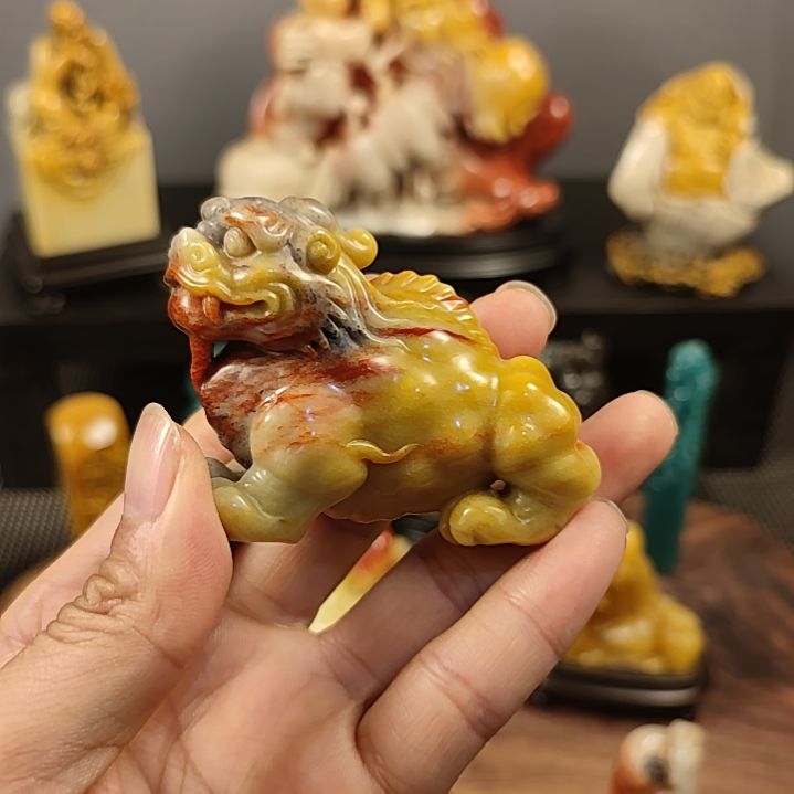 寿山石力**士手把件手把件