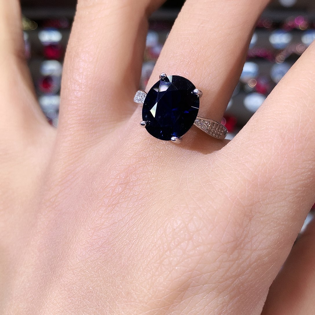 无925银皇家蓝色戒指