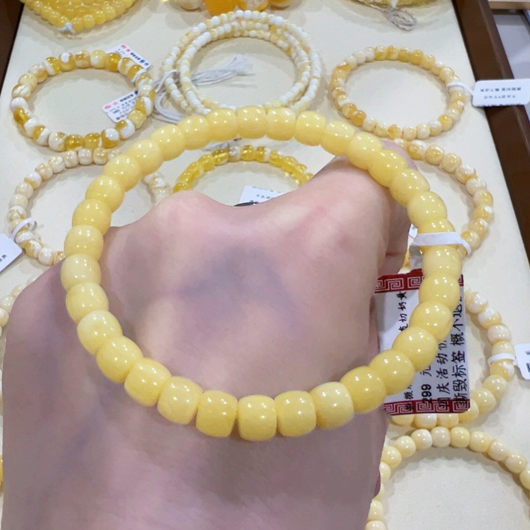 蜜蜡手链未镶嵌6.5m满蜡直切