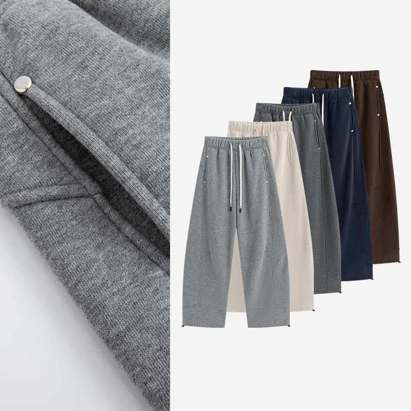 「铆钉解构卫裤」小个子两穿微弯刀加绒百搭休闲运动裤F819