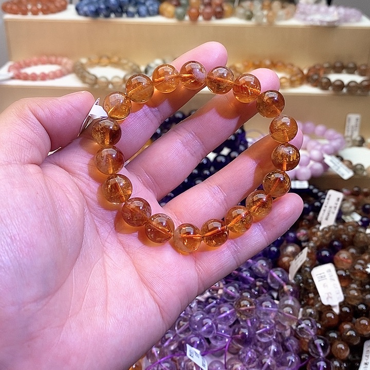 水晶手链未镶嵌巴西黄塔晶10+