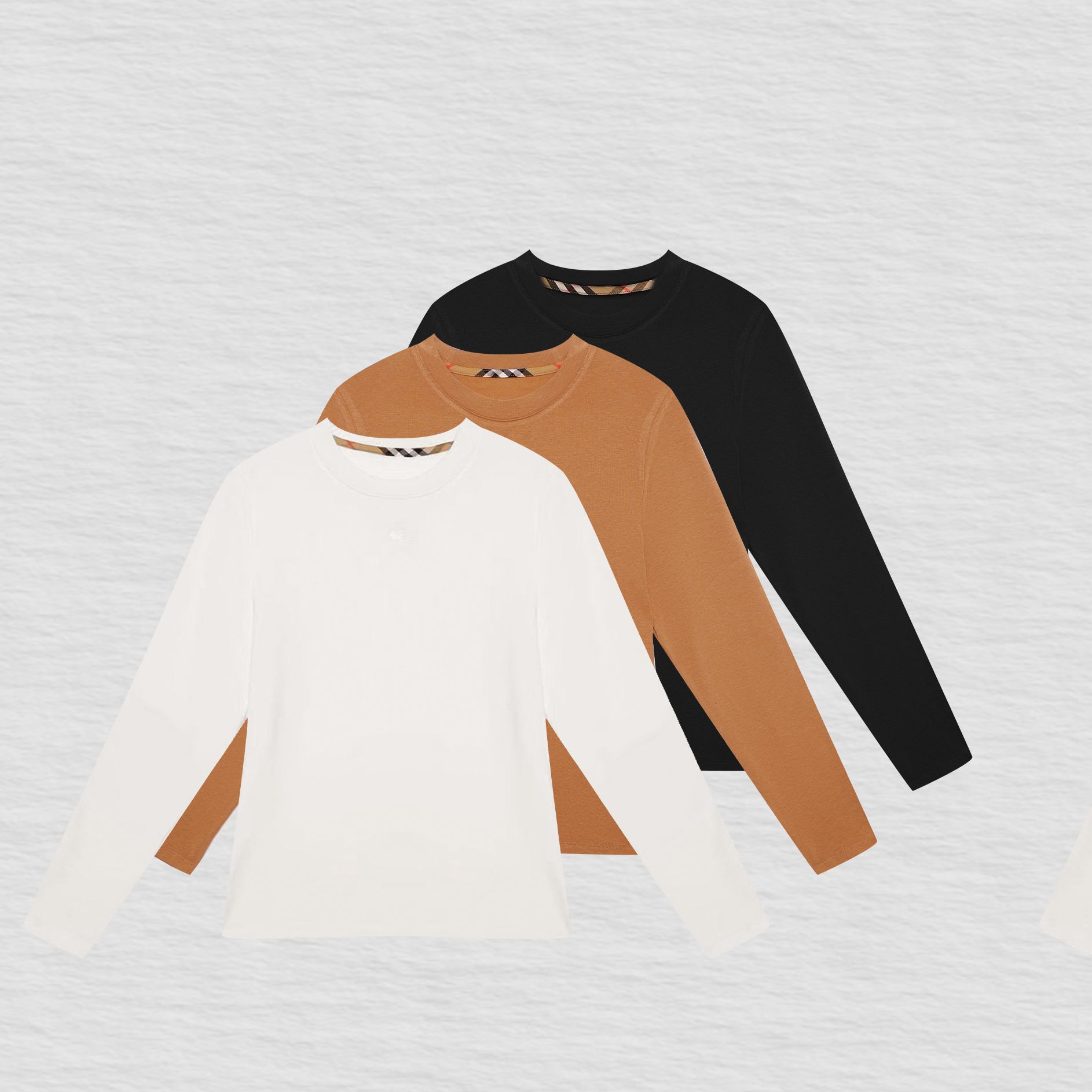 安安推荐【策马奔腾】格纹补丁柔糯垂感长袖打底BG25D53142-CX