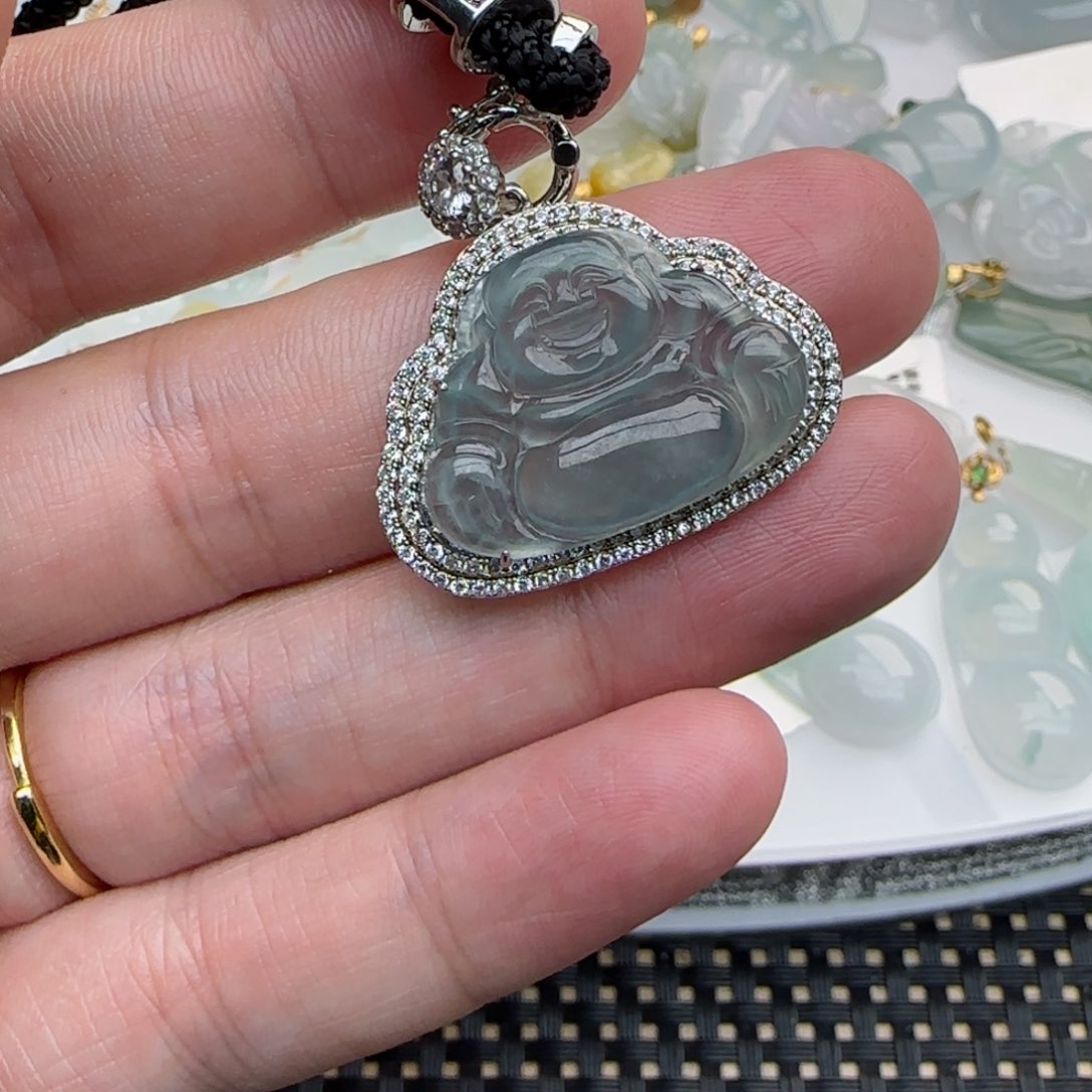 【闪购商品】翡翠吊坠(不含链)未镶嵌银镶冰佛