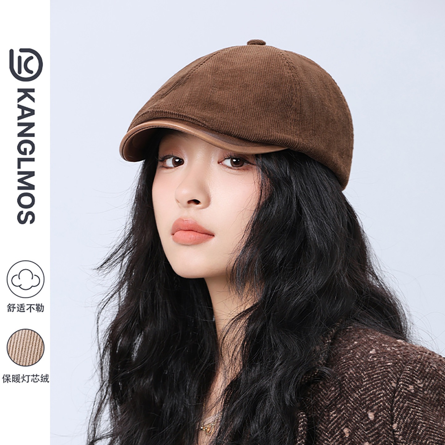 日系复古灯芯绒前进帽女四季时尚画家帽报童帽文艺贝雷帽子鸭舌女