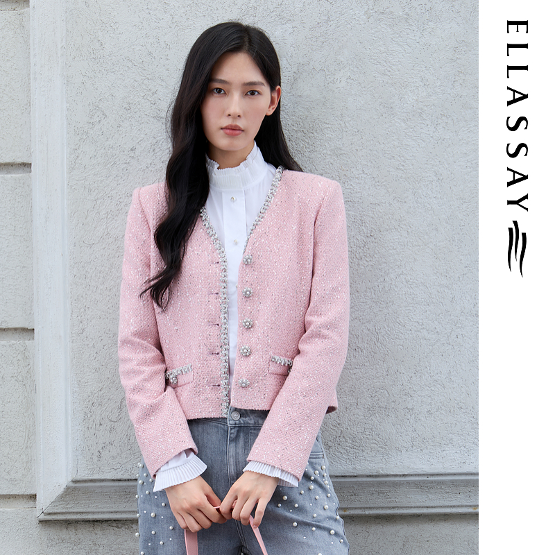 ELLASSAY歌力思2026早春新款经典复古提花毛针织衫女EWE371M08200