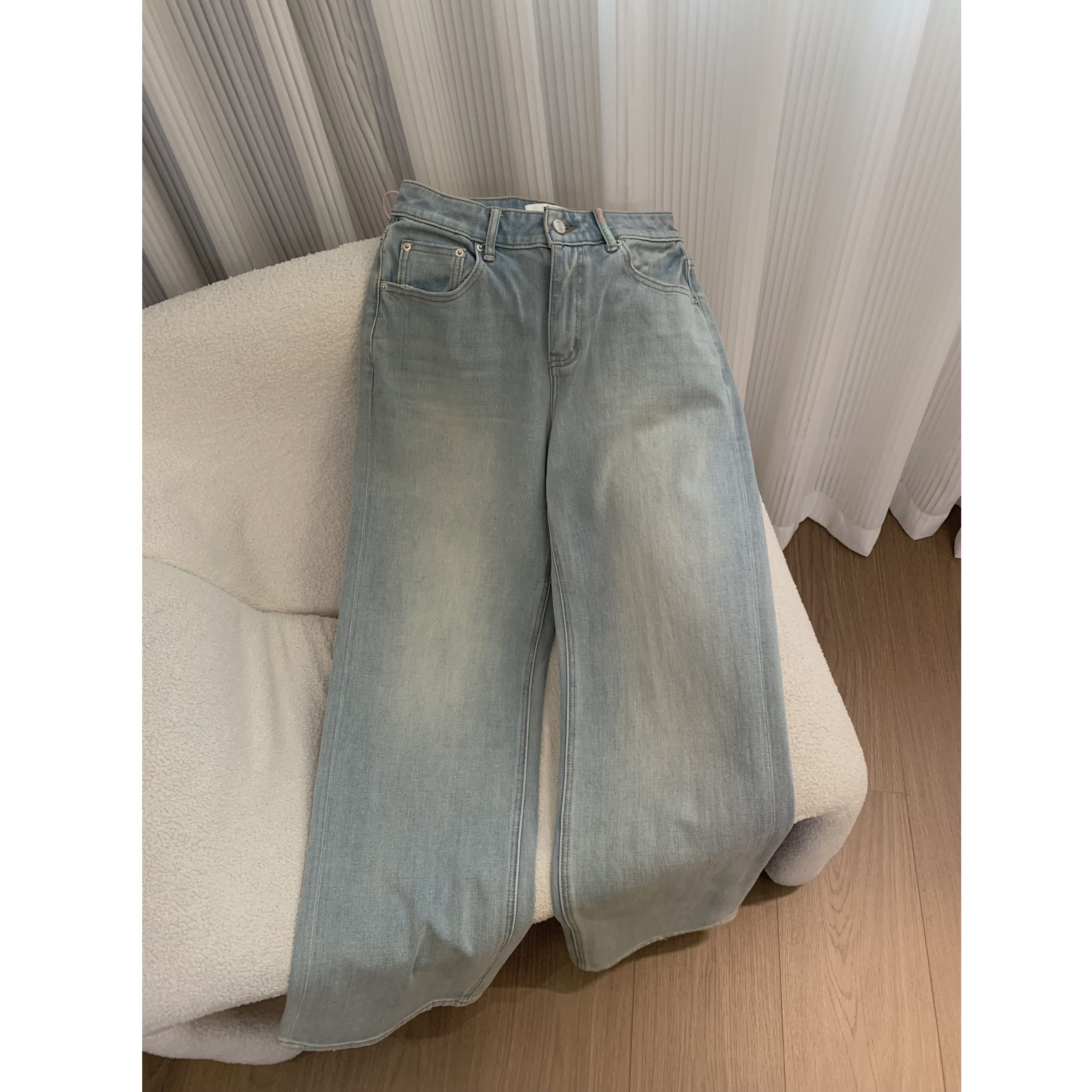 【彩虹牛仔】25春夏 粉标 彩线软料四面弹窄版直筒浅色 牛仔裤